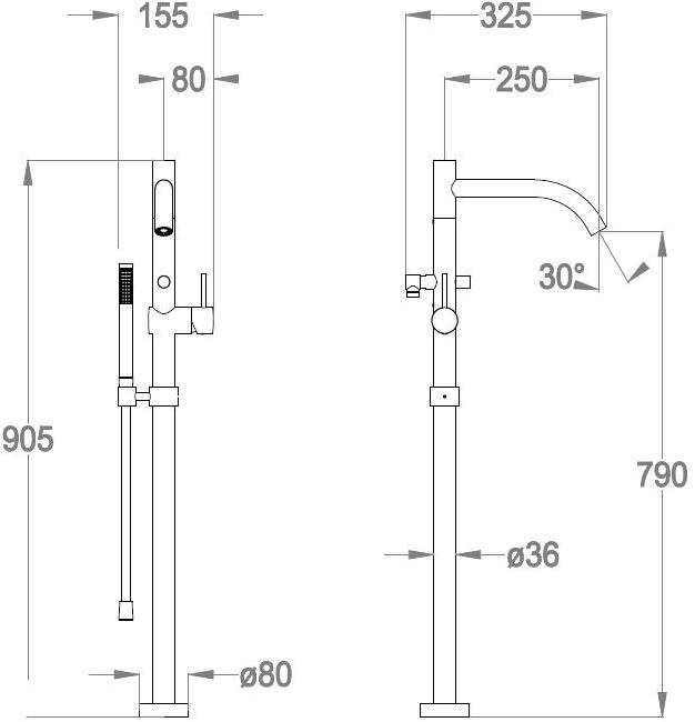 Fir Italia Смеситель для ванны напольный с ручным душем Cleo 84 8433008 - Вид №3