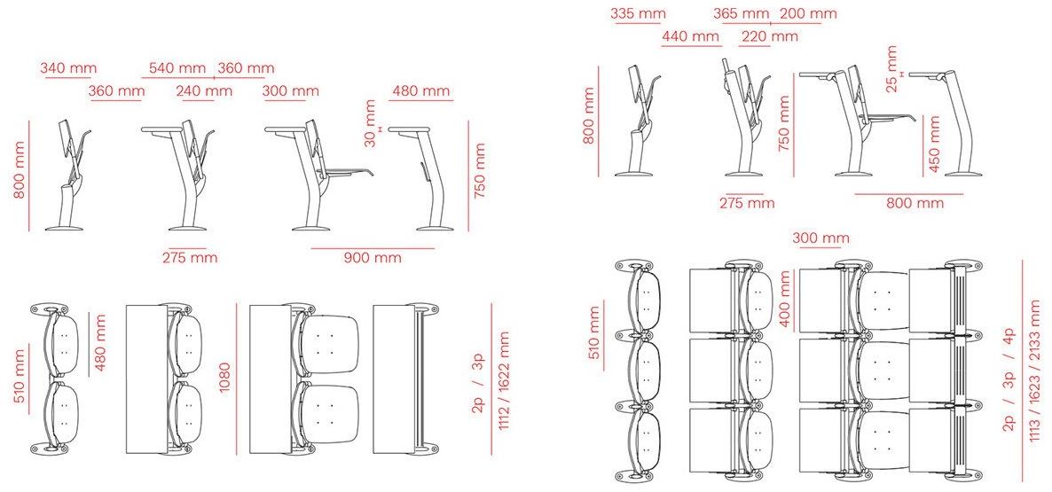 Mara Модульная скамья со встроенными стульями  6700  - Вид №6