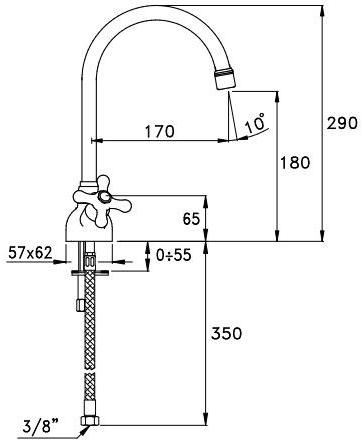 RUBINETTERIE STELLA Смеситель для кухни на одно отверстие в классическом стиле Roma sun-id-1413520 - Вид №1