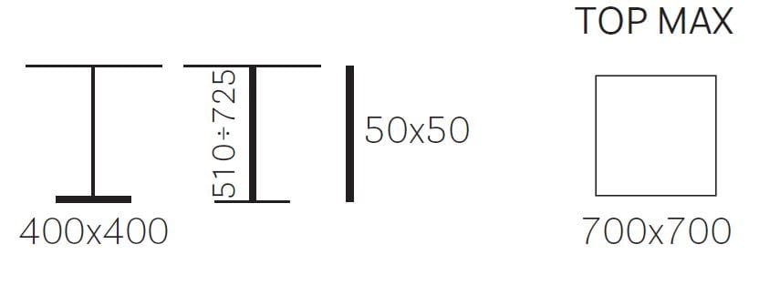 Квадратный стол с регулируемой высотой из нержавеющей стали Pedrali нержавеющая сталь ARCH-00075236 - Вид №2