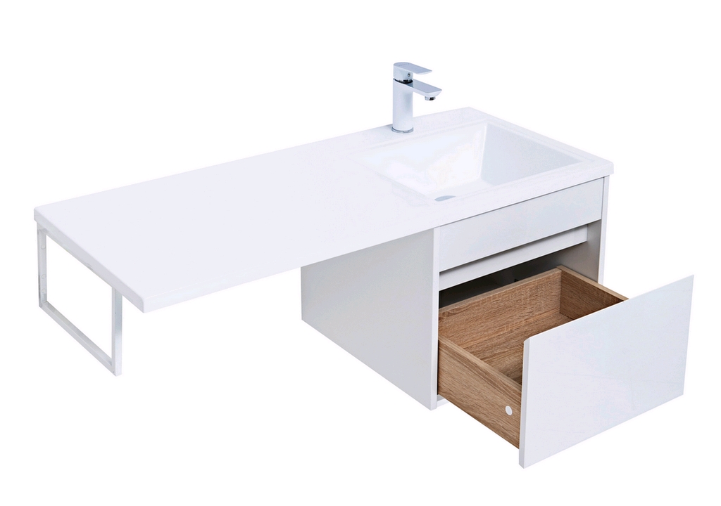 Тумба с раковиной Aquanet Токио 110 R белый (подвесная, 1 ящик) 0023691500235498 - Вид №4