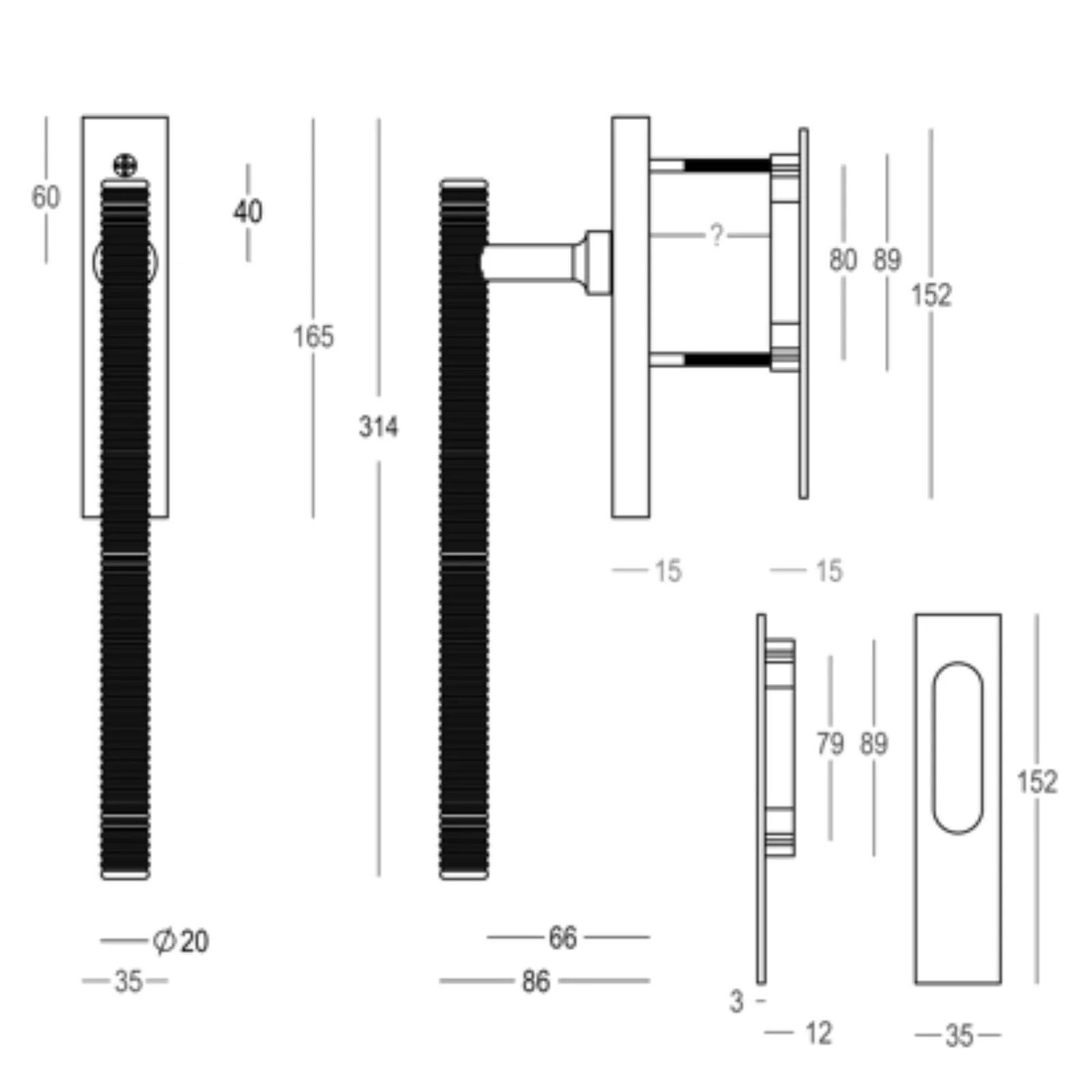 Утопленная латунная ручка на пластине Quincalux London ARCH-00101855 - Вид №5