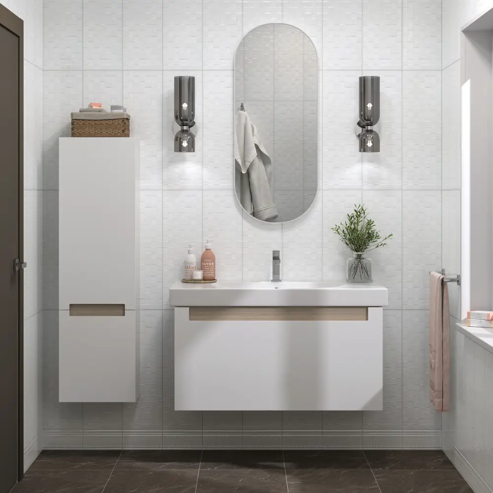 Плитка настенная Kerama Marazzi Сигма 20x60 см 1.2 м² глянцевая цвет белый мозаика 87653862 STLM-2059079 - Вид №4