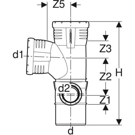393.565.14.1 Крестовина двухплоскостная комбинированная Geberit Silent-Pro 87,5°, правая Geberit  - Вид №3