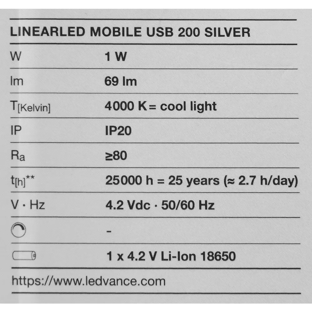 Светильник линейный светодиодный Ledvance Linear LED Mobile 200 мм 1 Вт, нейтральный белый свет, USB 82321422 STLM-2145998  - Вид №6
