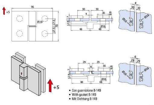 Metalglas Bonomi Петля замак для душевого бокса  B-502 dx-sx  - Вид №2