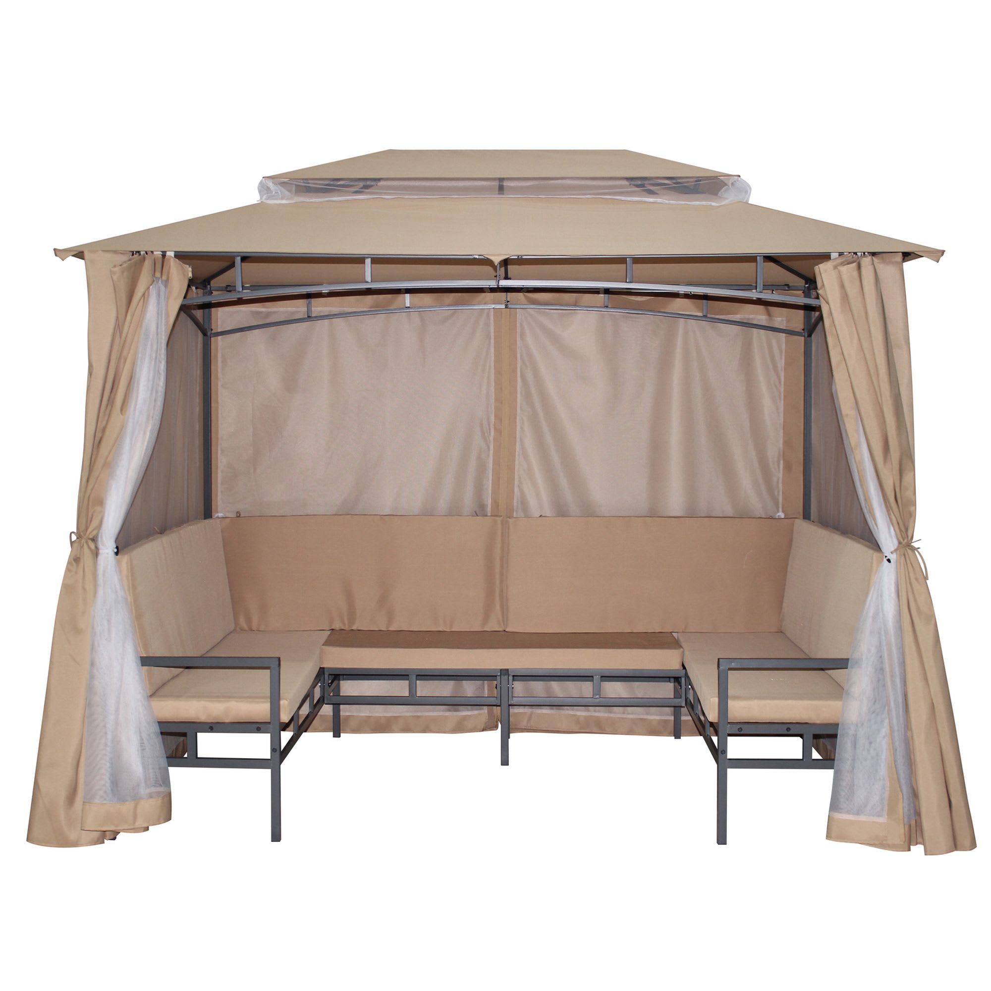 18018268 Шатер садовый с 3 скамьями 2,9х2 м сталь бежевый Santreyd 