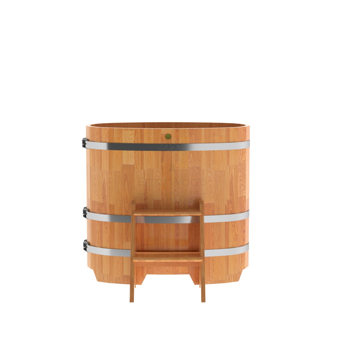 1485 Купель овальная из сращенных ламелей лиственницы 0,59х1,06х1,0 натуральная Alyarus  - Вид №3