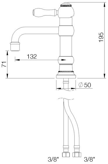 rvb Смеситель для раковины, однорычажный, со сливом 1935 limoges 4535.11.10 - Вид №1