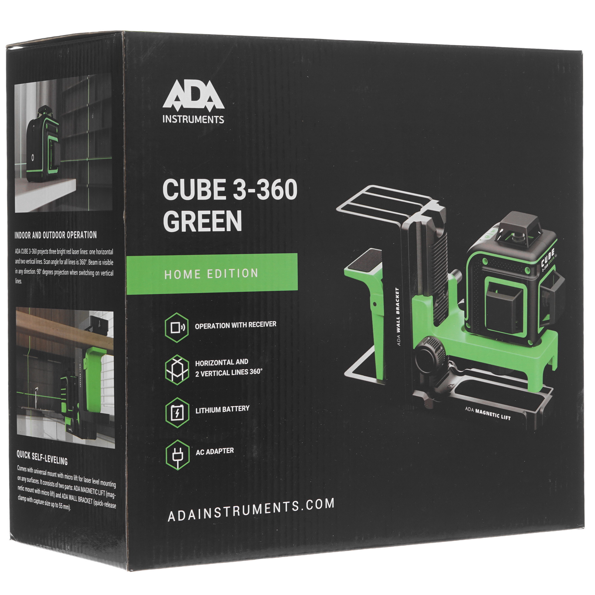 Лазерный нивелир ADA Cube 3-360 Green Home Еdition 8153257 STDN-0040095 - Вид №9