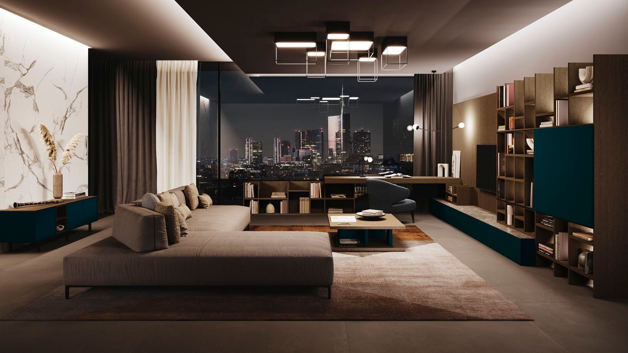 Книжный шкаф из дуба с освещением Guzzini & Fontana House of Clarinet ARCH-00075063 - Вид №1