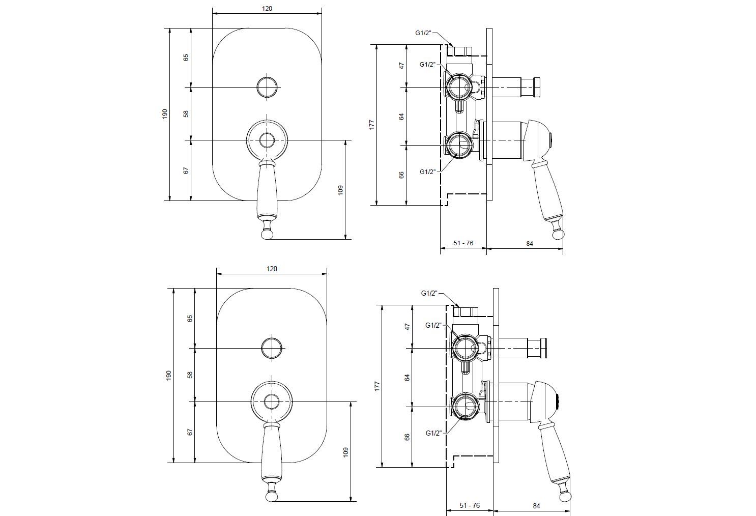 Однорычажный встраиваемый смеситель для душа с переключателем Gaia Mobili Complements ARCH-00003878