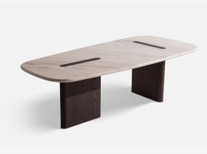 Обеденный стол из ясеня с деревянной или мраморной столешницей