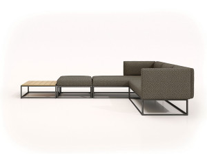 Алюминиевый и деревянный низкий квадратный садовый стол