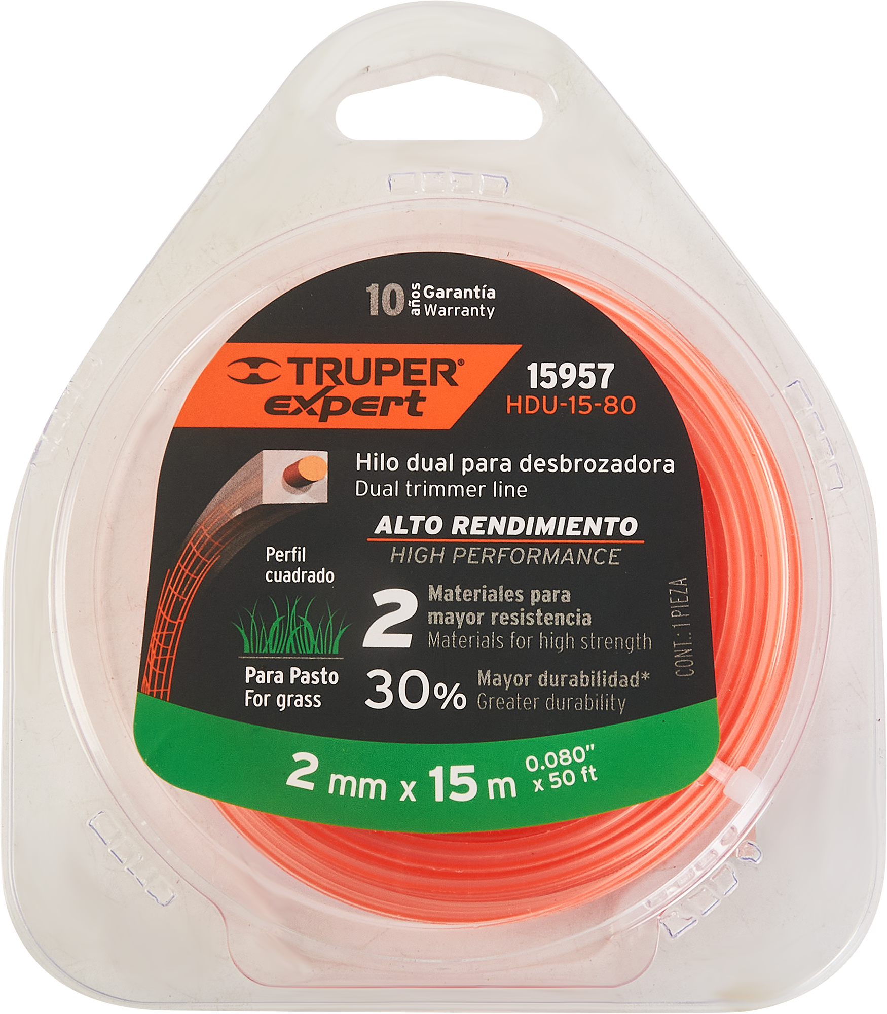 86870714 Леска для триммера Truper 15957 ø2 мм 15 м квадрат STLM-0072268 Santreyd 