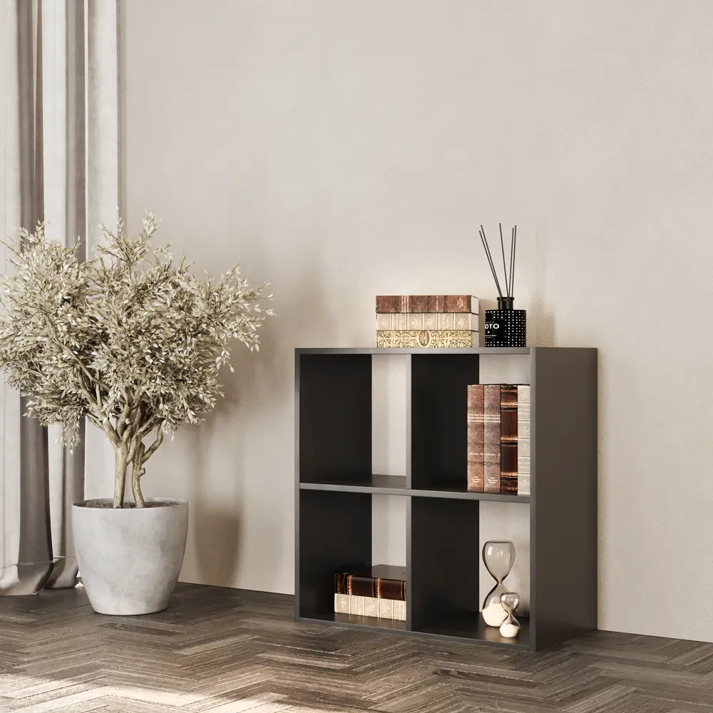 Стеллаж Spaceo KUB 4 секции 70x70x31.5 см ЛДСП цвет графит 82731883 STLM-2023026 