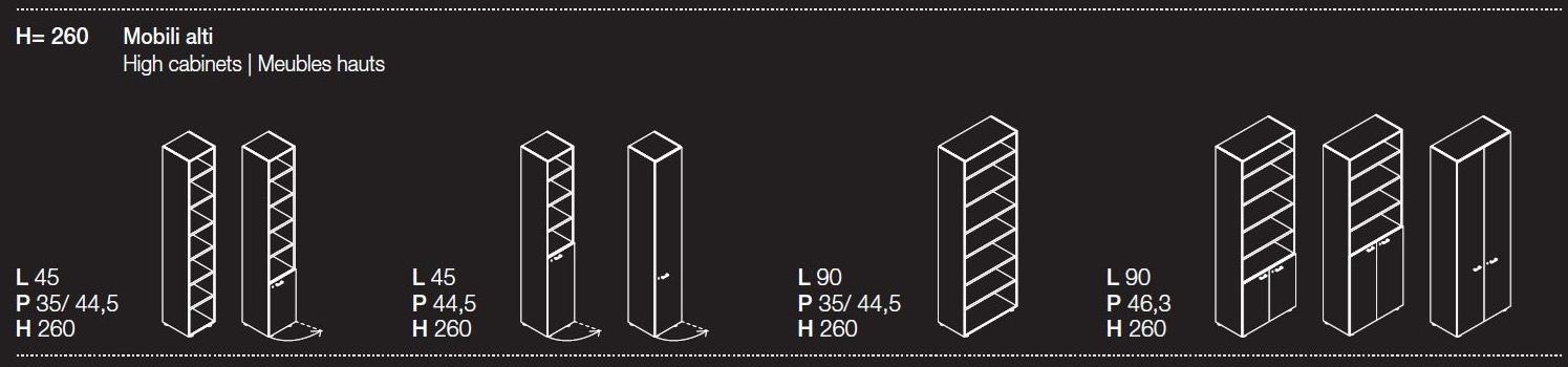 Las Mobili Высокий офисный блок из дерева и стекла с распашными дверями Contenitori universali evo sun-id-1443690 - Вид №6