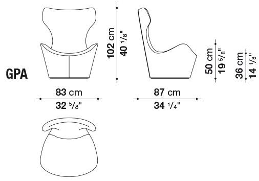 B&B Italia Вращающееся кресло из ткани с высокой спинкой Papilio sun-id-1398633 - Вид №5