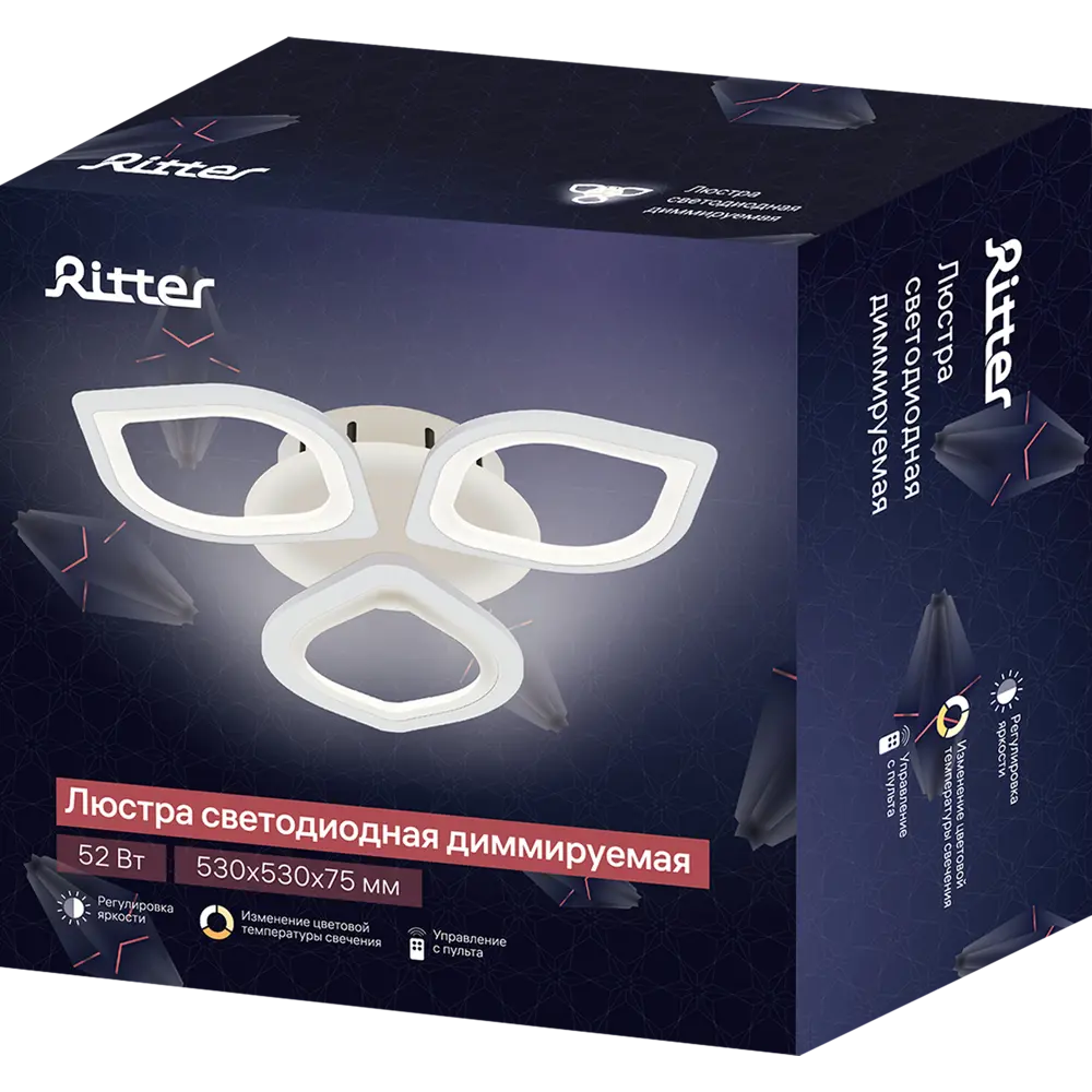 Люстра потолочная светодиодная диммируемая Ritter Teramo 52359 8 с д/у 17 м² 52 Вт регулируемый белый свет цвет белый 84856721 STLM-2078222  - Вид №8
