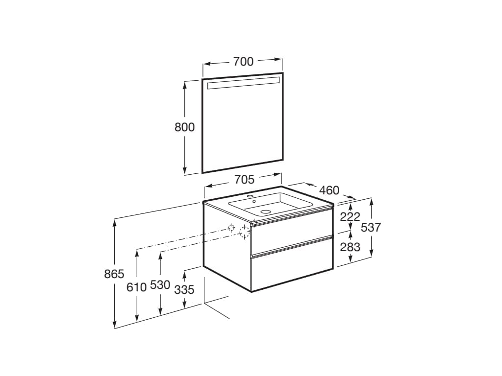 Деревянный умывальник с зеркалом и встроенной раковиной Roca UNIK A8515 / A8518 ARCH-00035896 - Вид №95