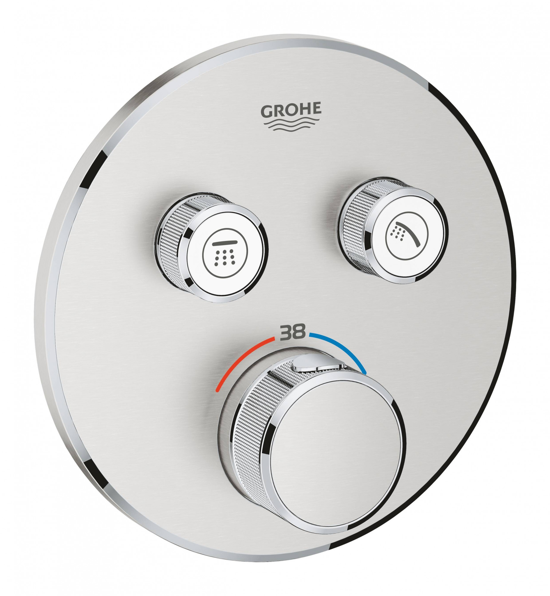 Внешняя часть термостатического смесителя для душа GROHE Grohtherm SmartControl на два выхода, суперсталь (29119DC0)