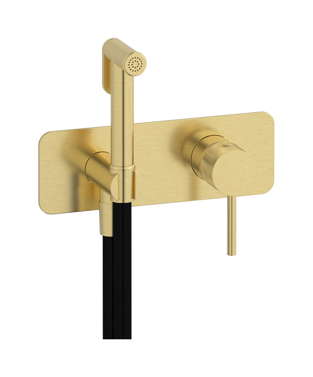 Внешние части гигенического душа со смесителем. WE ARE IB id706is Brushed Pale Gold Industria