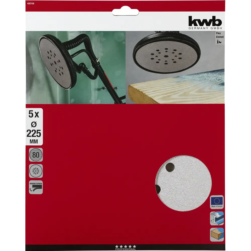 Круг шлифовальный KWB P80 225 мм, 5 шт STLM-2005975 - Вид №1