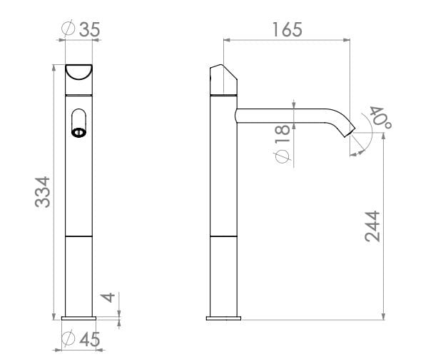 Смеситель для раковины с одной ручкой из нержавеющей стали без слива Radomonte Dun ARCH-00049679 - Вид №2