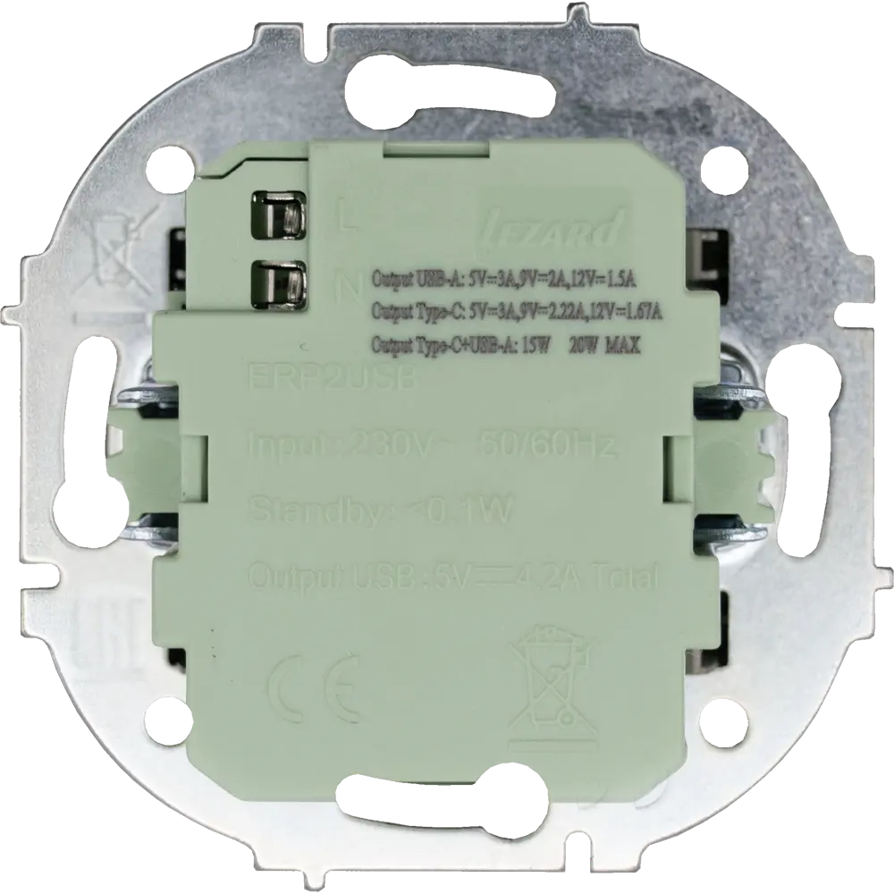 Розетка TC+USB встраиваемая Osen цвет серый LEZARD STLM-2024912 - Вид №2