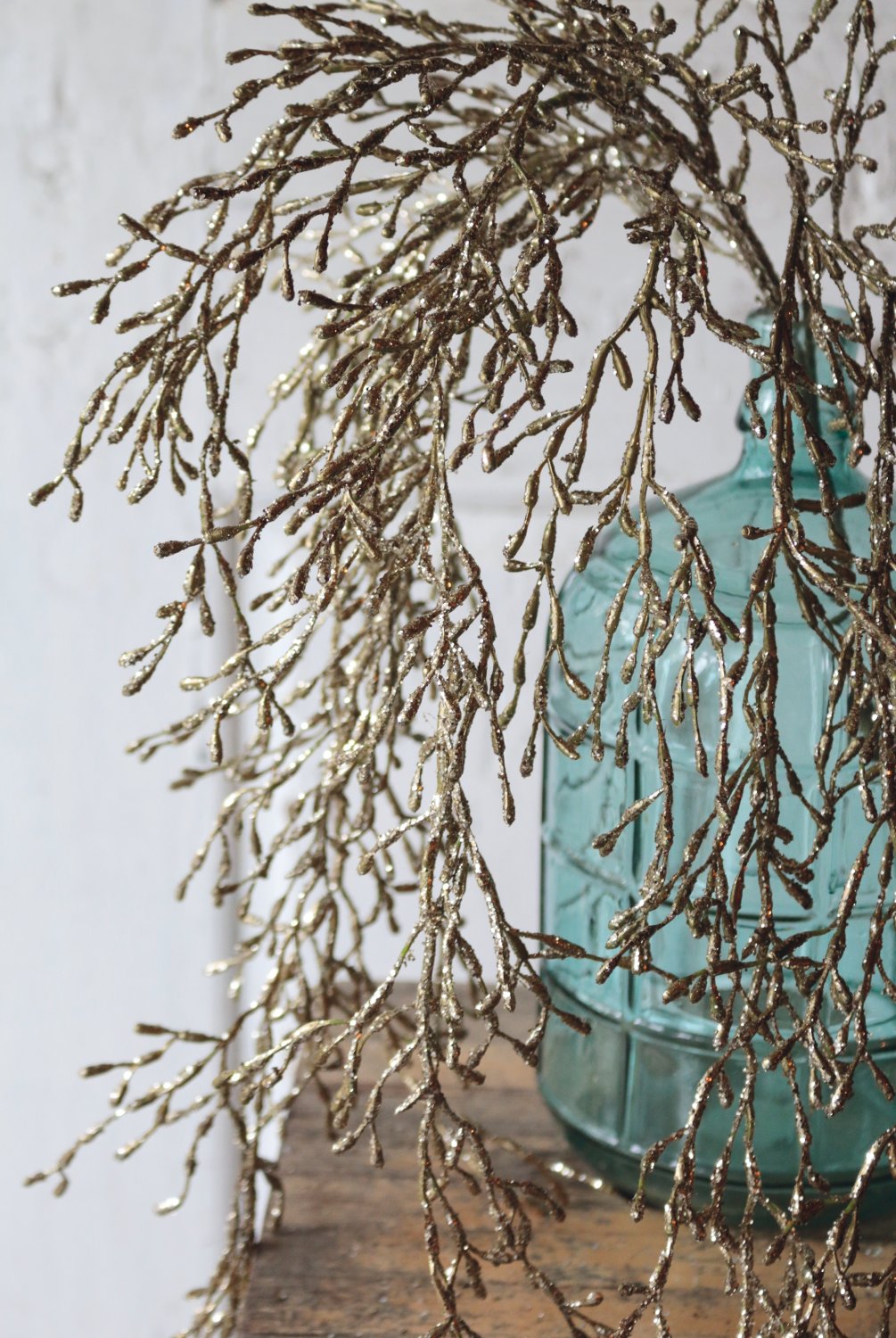 1706 331 a3 Вешалка для кактусов из искусственной омелы с глиттером, 93 см, золото H-andreas  - Вид №4