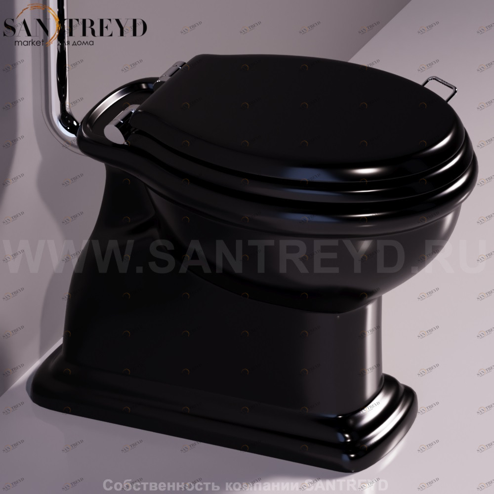 LA01NERO Приставной унитаз напольный Черный Simas Lante Италия