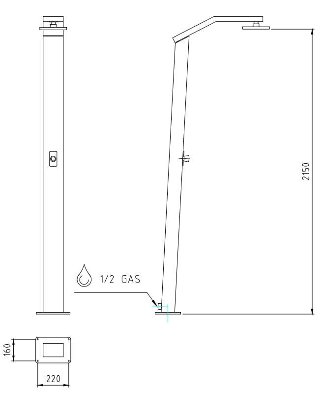 Солнечный душ из нержавеющей стали Ama Luxury Shower SOLARIS ARCH-00124819 - Вид №4