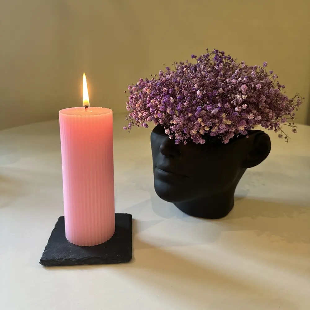 Дизайнерская свеча-столбик Ribbed розовая 15 см 89370272 Santreyd STLM-0826430 - Вид №3