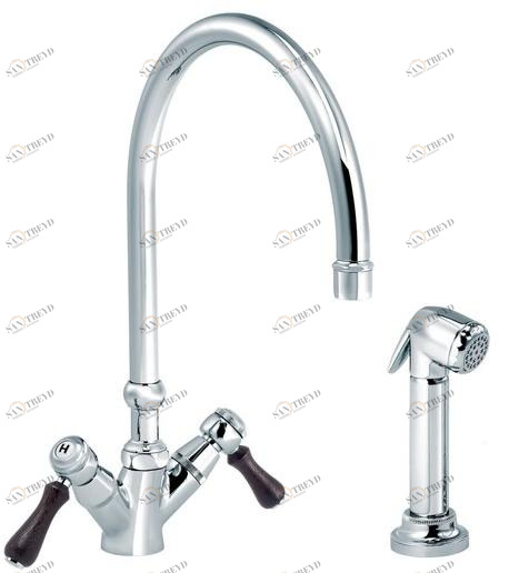 rvb Кухонный смеситель на два отверстия и вытяжной душ 1935 wood 1936.11.13-cc