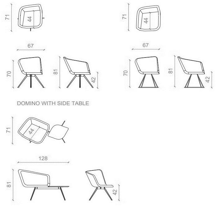 B&T Design Кресло из ткани с полкой для журналов Domino sun-id-1345185 - Вид №5