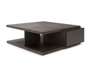 Деревянный квадратный низкий журнальный столик с отсеком для хранения