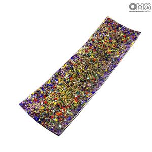 2494 ORIGINALMURANOGLASS Прямоугольное блюдо миллефиори с золотом - муранское стекло - Original Murano Glass OMG 60 см