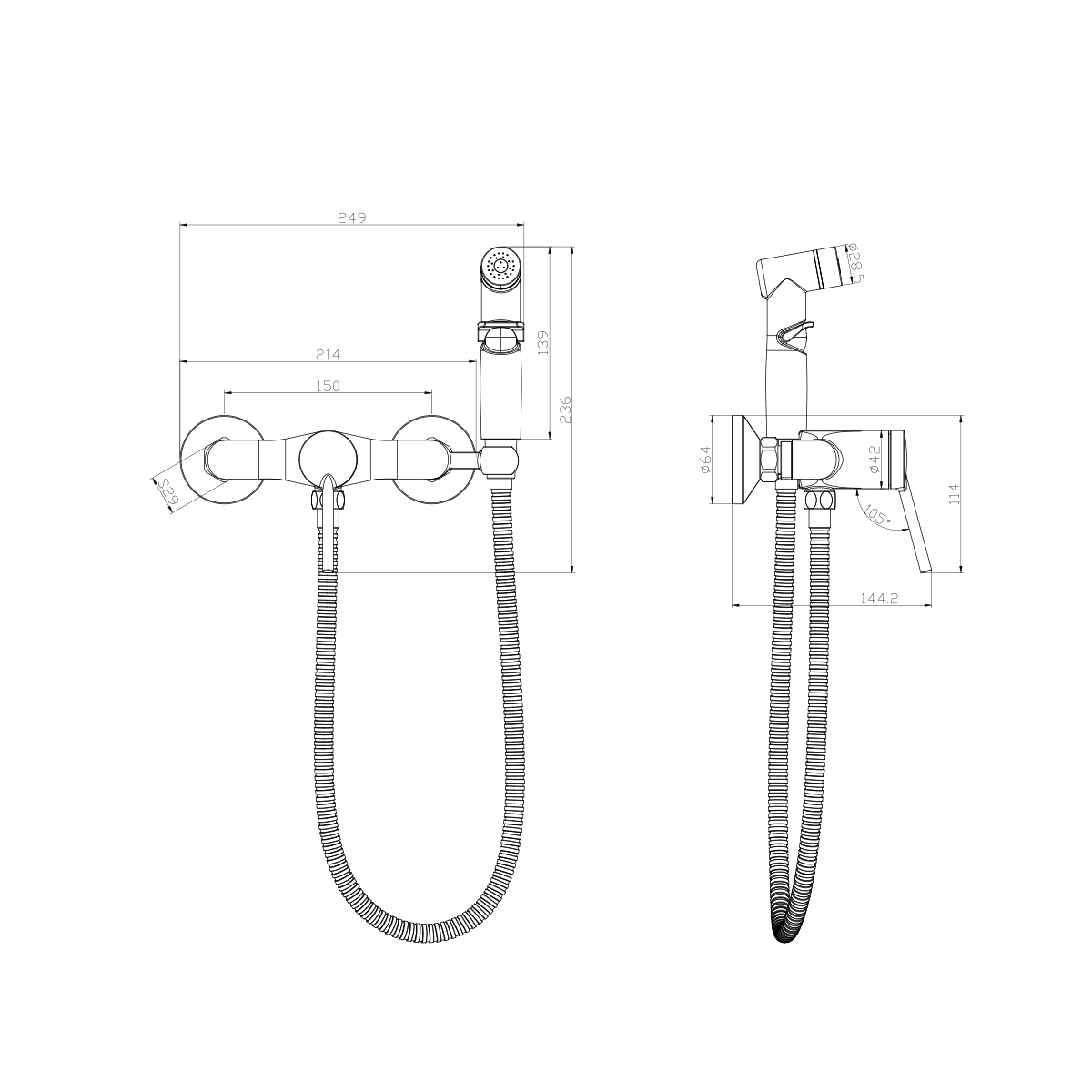 LM3818C Смеситель Minima с гигиеническим душем LEMARK MINIMA - Вид №1