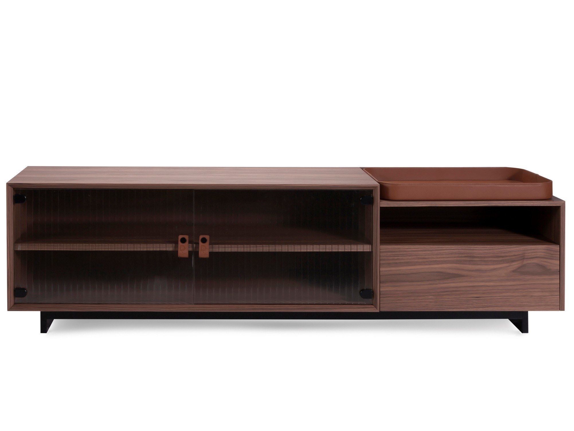 Шкаф для телевизора из шпона со стеклянными дверцами Duvivier Canapés JEAN ARCH-00033746