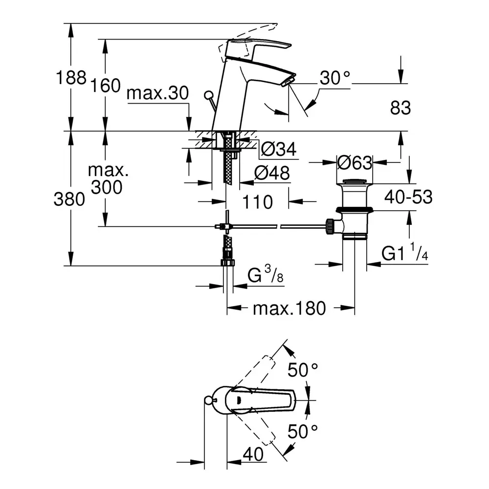 Смеситель для раковины Grohe Start New 23455000 однорычажный цвет хром 81971405 STLM-2037702  - Вид №6