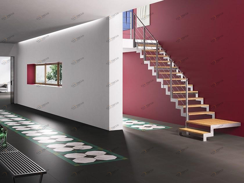 Fontanot П-образная открытая лестница из стали и дерева Lafont sun-id-1441708