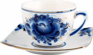 10621805 Гжельский фарфоровый завод Пара чайная  "Лиза",зол.