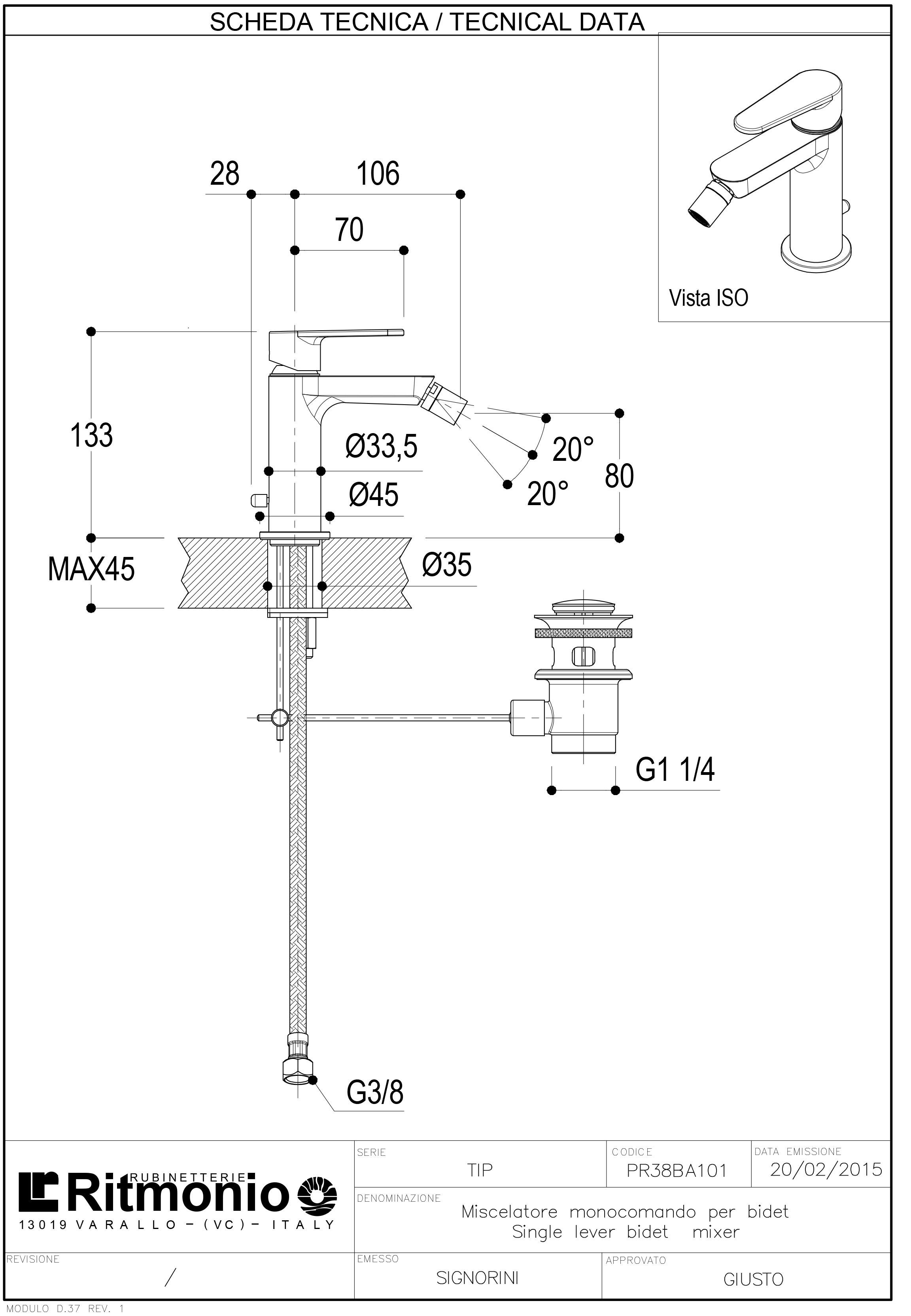 Смеситель для биде Ritmonio ARCH-00050357 - Вид №2