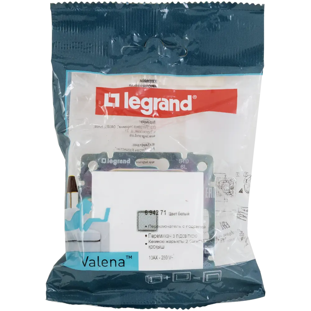 Выключатель проходной встраиваемый Legrand Valena 2 клавиши с подсветкой цвет белый 10321086 STLM-2114025 - Вид №7