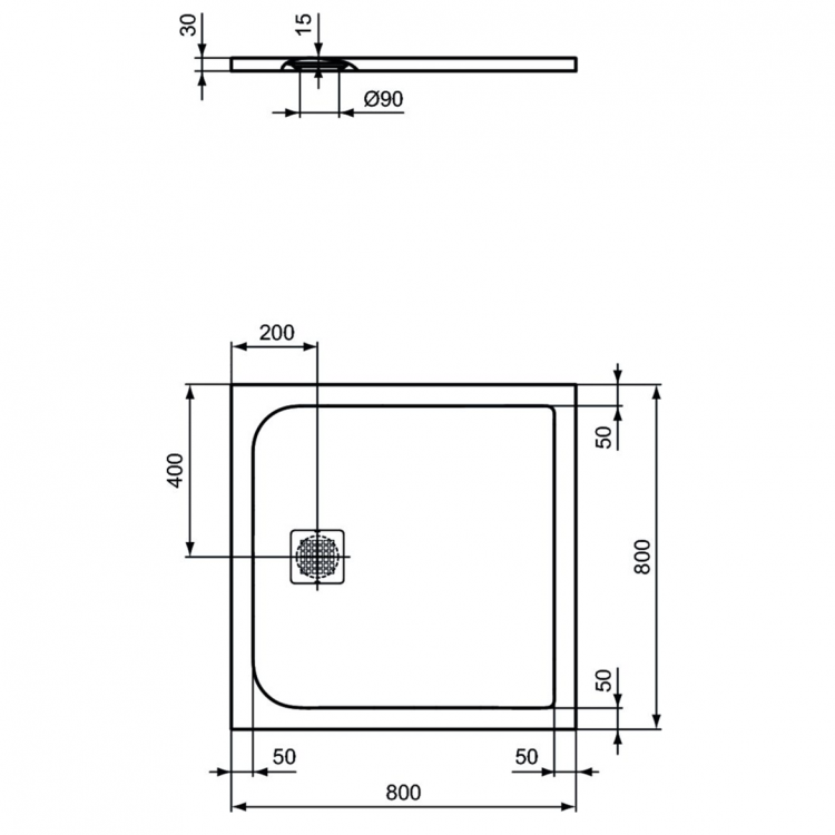K8214FV Душевой поддон 80х80 см Ideal Standard ULTRAFLAT S  - Вид №2