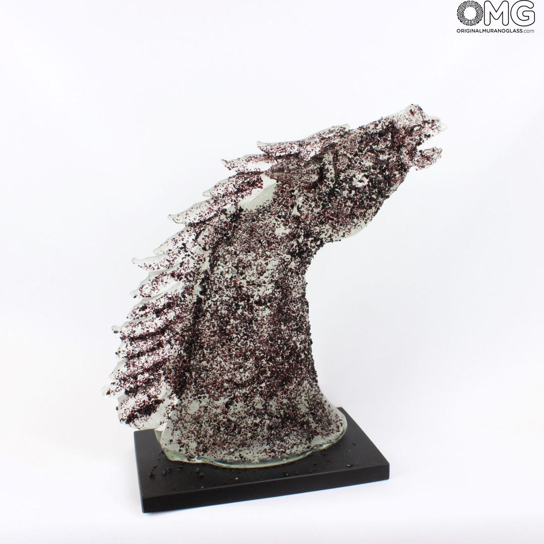162 ORIGINALMURANOGLASS Скульптура Голова лошади - автор Alessandro Barbaro - муранское стекло OMG 40 см  - Вид №1