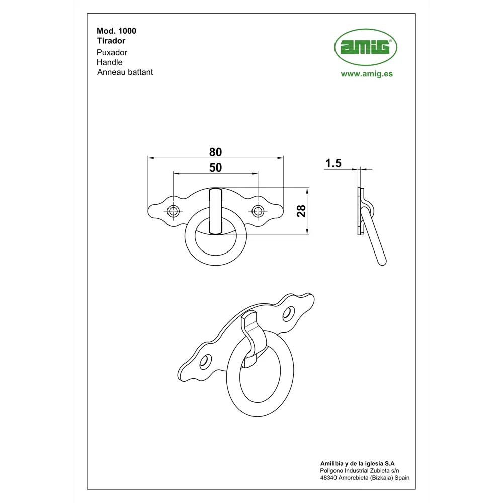Мебельная ручка-скоба Amig 1002 90 мм чёрный STLM-2168214 - Вид №2