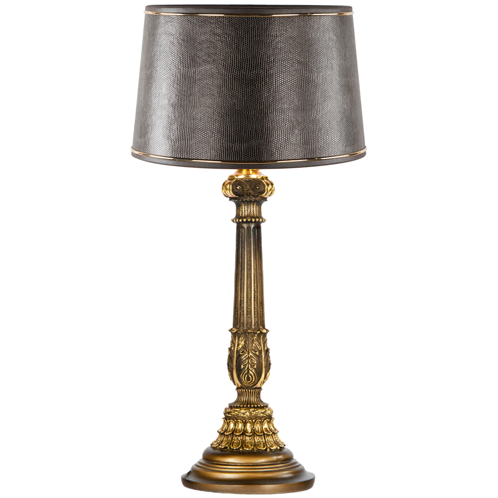 32022,34057 Настольная лампа Колонна Испанская Бронза Тюссо Игуана Шоколад BOGACHO 4627138210994, 4627138151105