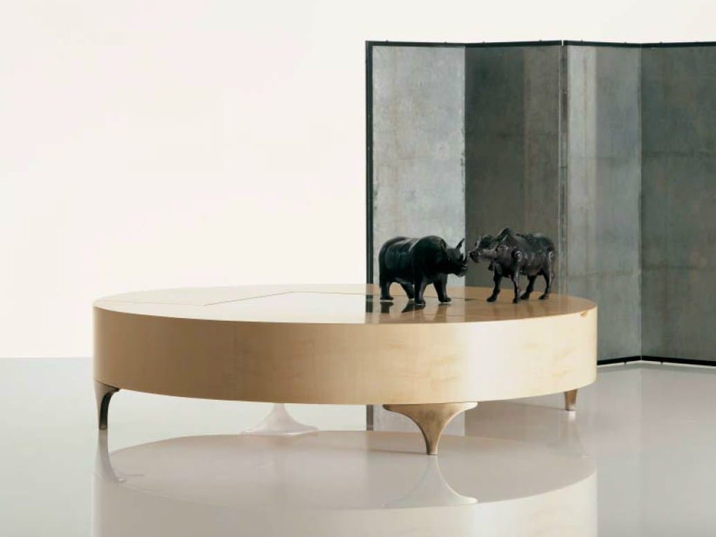 Деревянный низкий круглый журнальный столик OAK дорожки ARCH-00072223