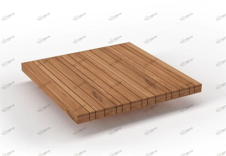 solpuri Низкий квадратный журнальный столик из тика Plateau sun-id-1514412